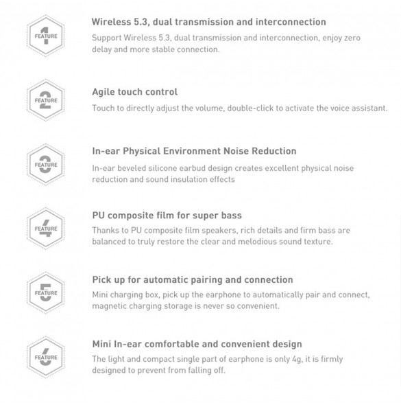 Baseus Encok WM01 TWS trådlösa in-ear Bluetooth 5.3 hörlurar Gul uppgraderad version (NGTW240011)