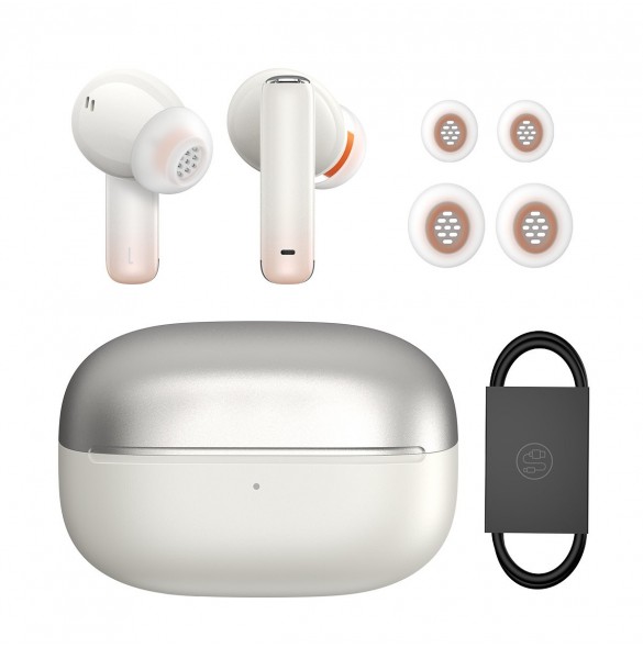 Baseus Storm 1 trådlösa bluetooth 5.2 TWS in-ear-hörlurar med ANC / ENC vit (NGTW140202)
