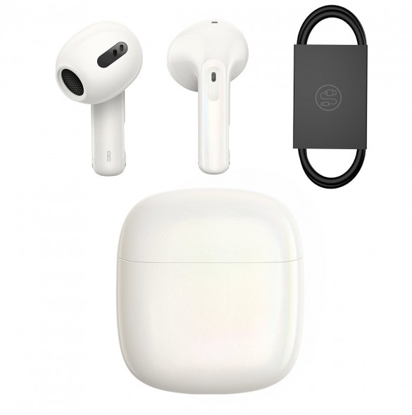 Baseus Storm 3 trådlösa bluetooth 5.2 TWS hörlurar med ANC vit (NGTW140102)
