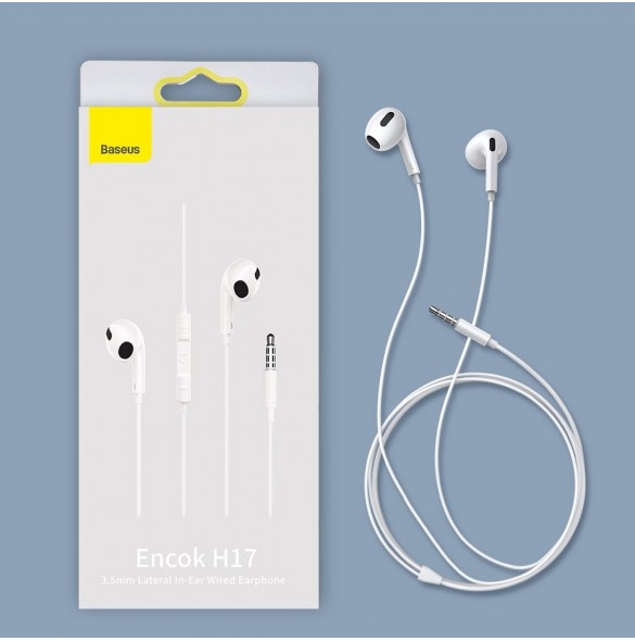 Baseus Encok H17 3,5 mm minijack trådbundna hörlurar vita (NGCR020002)