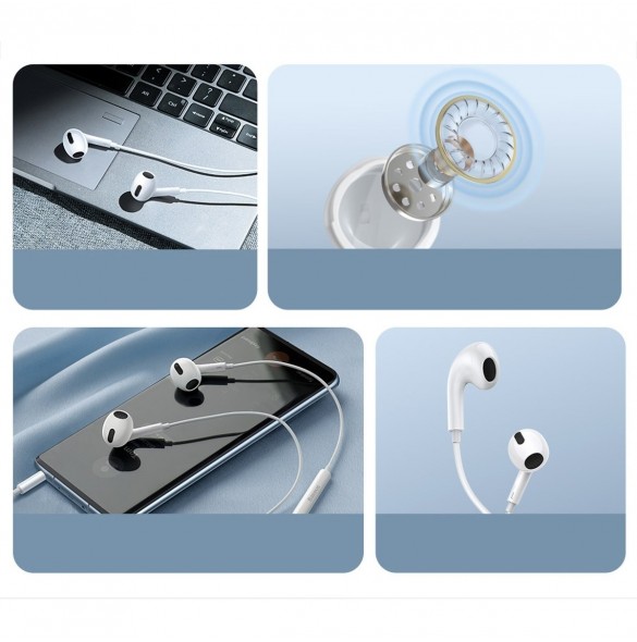 Baseus Encok H17 3,5 mm minijack trådbundna hörlurar vita (NGCR020002)