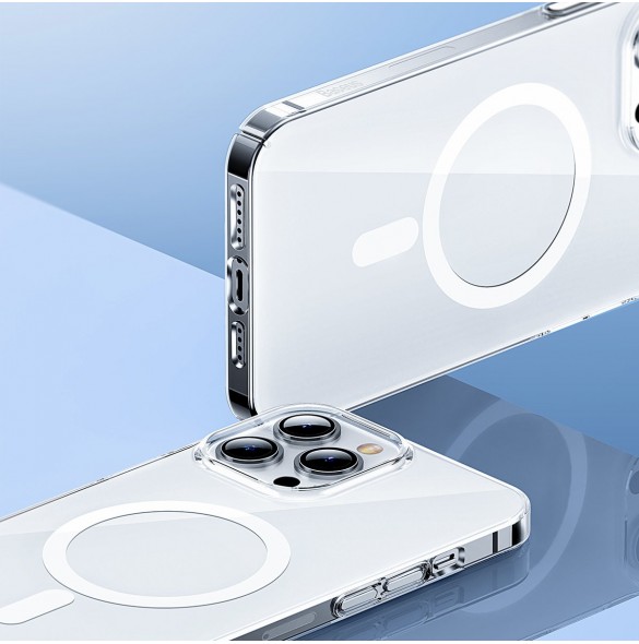 Baseus Crystal Case Magnetic Case för iPhone 13 Pro Max + Transparent skärmglas (MagSafe-kompatibelt) (ARJT000202)