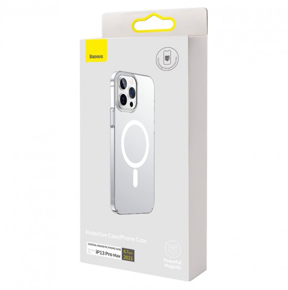 Baseus Crystal Case Magnetic Case för iPhone 13 Pro Max + Transparent skärmglas (MagSafe-kompatibelt) (ARJT000202)