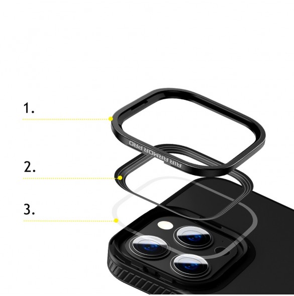 Baseus Crystal Phone Case Armor Case för iPhone 13 Pro Max med Gel Frame svart (ARJT000201)