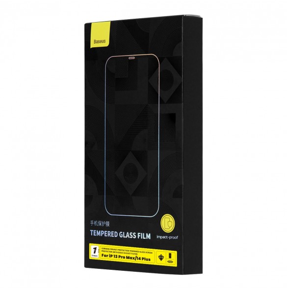 Baseus Privacy Härdat glas för iPhone 14 Plus / 13 Pro Max helskärm 0,4 mm Privacy Filter Anti Spy + Monteringssats