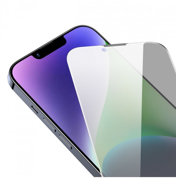 Baseus Privacy Härdat glas för iPhone 14 Plus / 13 Pro Max helskärm 0,4 mm Privacy Filter Anti Spy + Monteringssats