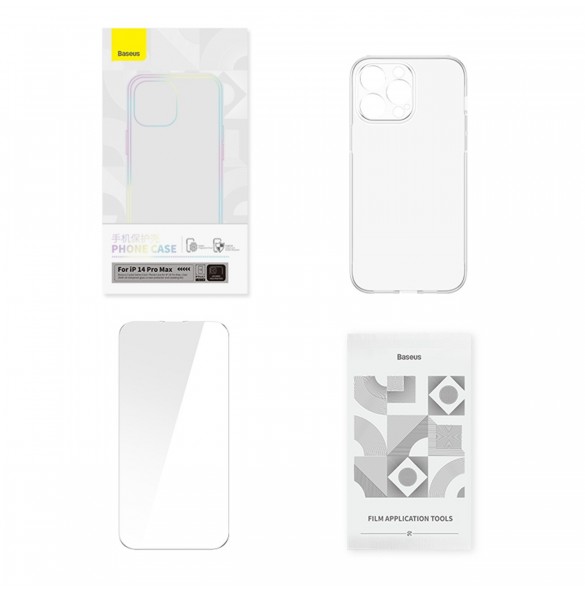 Baseus Crystal Case för iPhone 14 Pro Max tunt skal + transparent glas