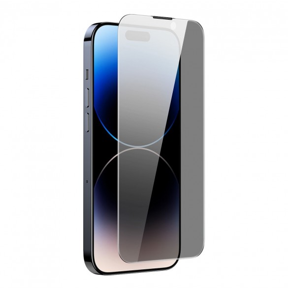 Baseus Privacy Härdat glas för iPhone 14 Pro Max Helskärm 0,3 mm Sekretessfilter Anti Spy + Monteringsram