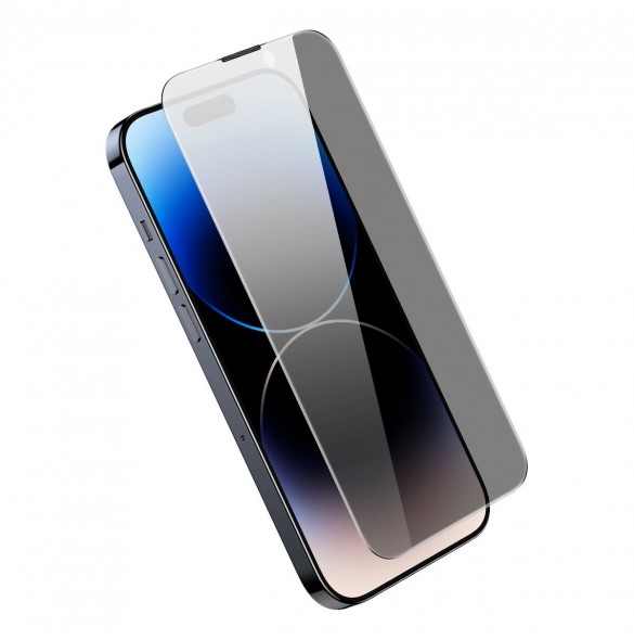Baseus Privacy Härdat glas för iPhone 14 Pro Max Helskärm 0,3 mm Sekretessfilter Anti Spy + Monteringsram