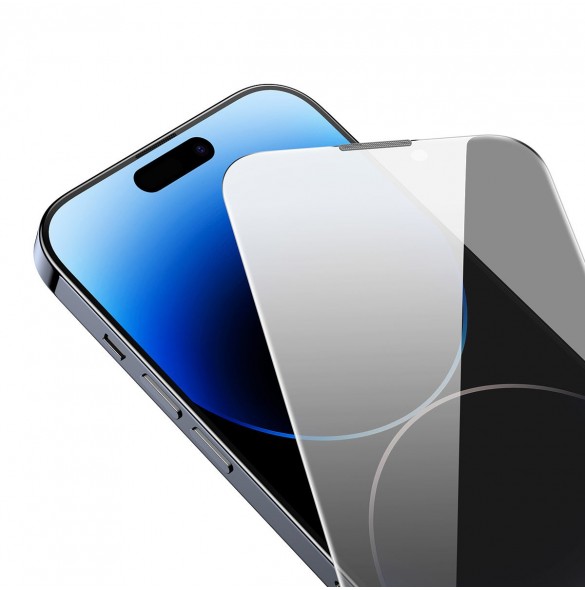 Baseus Privacy Härdat glas för iPhone 14 Pro Max Helskärm 0,3 mm Sekretessfilter Anti Spy + Monteringsram