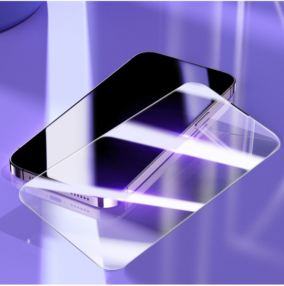 Baseus Set med 2x härdat glas för iPhone 14 Pro Max helskärm med högtalarskydd 0,3 mm + monteringsram