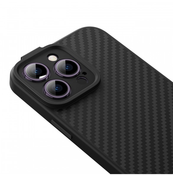 Pansarfodral för iPhone 14 Pro kompatibelt med MagSafe Baseus Syntetfiber härdat glas - svart