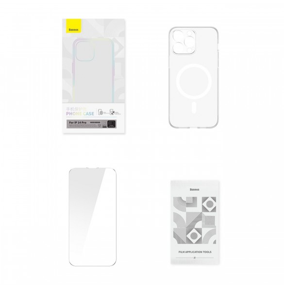 Baseus Crystal Magnetic Case för iPhone 14 Pro tunt MagSafe skal + transparent glas