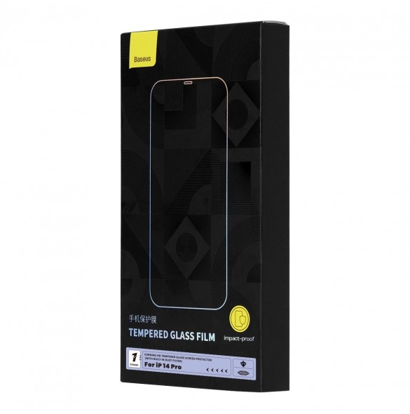 Baseus helskärmshärdat glas för iPhone 14 Pro med högtalarskydd 0,4 mm + monteringssats