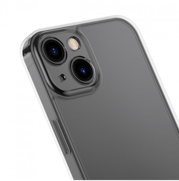 Baseus Frosted Glass Case skal för iPhone 13 hårt skal med en gelram svart (ARWS000901)