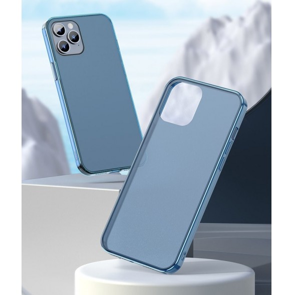 Baseus frostat glasfodral Stelt fodral med flexibel ram iPhone 12 mini Svart (WIAPIPH54N-WS01)