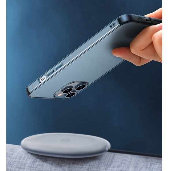Baseus frostat glasfodral Stelt fodral med flexibel ram iPhone 12 mini Svart (WIAPIPH54N-WS01)