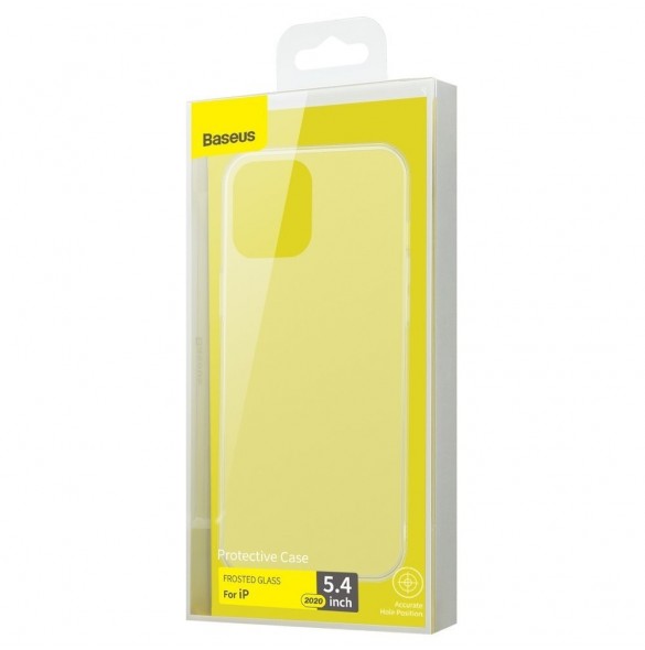 Baseus frostat glasfodral Stelt fodral med flexibel ram iPhone 12 mini Vit (WIAPIPH54N-WS02)