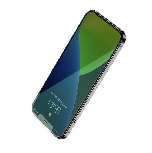 Baseus 2x grönt härdat glas 0,15 mm med antiblått ljusfilter iPhone 12 Pro Max (SGAPIPH67N-LQ02)