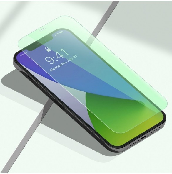 Baseus 2x grönt härdat glas 0,15 mm med antiblått ljusfilter iPhone 12 Pro Max (SGAPIPH67N-LQ02)