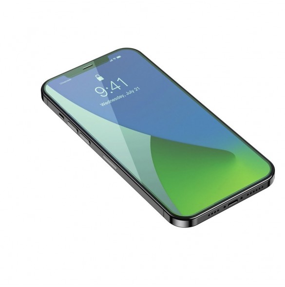 Baseus 2x grönt härdat glas 0,15 mm med antiblått ljusfilter iPhone 12 Pro Max (SGAPIPH67N-LQ02)