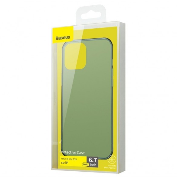 Baseus frostat glasfodral hårt skal med flexibel ram iPhone 12 Pro Max Mörkgrön (WIAPIPH67N-WS06)