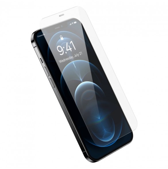 Baseus Full Screen Tempered Glass for iPhone 12 Pro Max with Speaker Cover 0.4mm + Mounting Kit