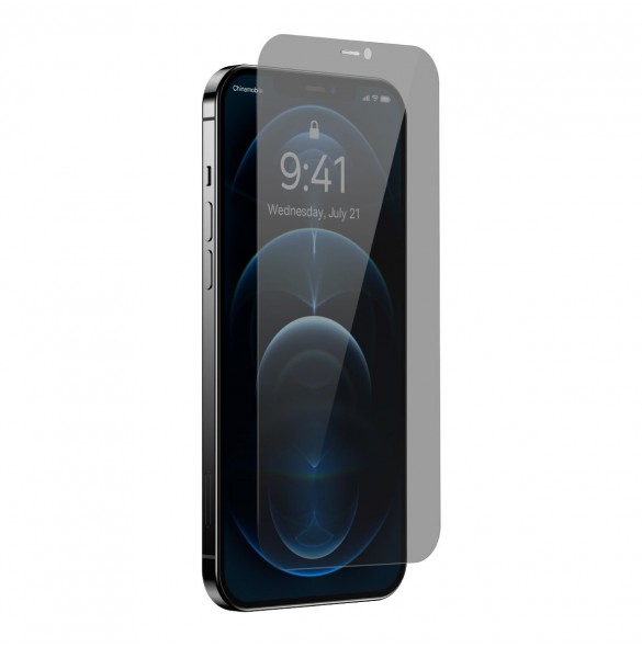 Baseus Privacy Tempered Glass For iPhone 12 Pro Max Full Screen 0.4mm Privacy Filter Anti Spy + Mounting Kit