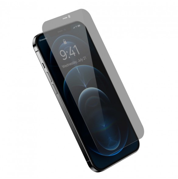 Baseus Privacy Tempered Glass For iPhone 12 Pro Max Full Screen 0.4mm Privacy Filter Anti Spy + Mounting Kit