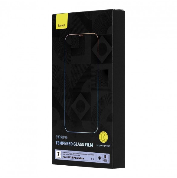 Baseus Privacy Tempered Glass For iPhone 12 Pro Max Full Screen 0.4mm Privacy Filter Anti Spy + Mounting Kit