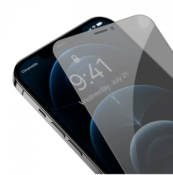 Baseus Privacy Tempered Glass For iPhone 12 Pro Max Full Screen 0.4mm Privacy Filter Anti Spy + Mounting Kit