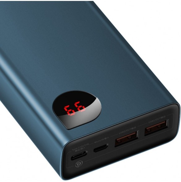 Baseus Adaman power bank 2x USB / 1x USB Type C / 1x micro USB 20000mAh 65W Quick Charge 4.0 Power Delivery blue (PPIMDA-D03)