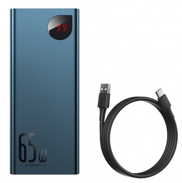 Baseus Adaman power bank 2x USB / 1x USB Type C / 1x micro USB 20000mAh 65W Quick Charge 4.0 Power Delivery blue (PPIMDA-D03)