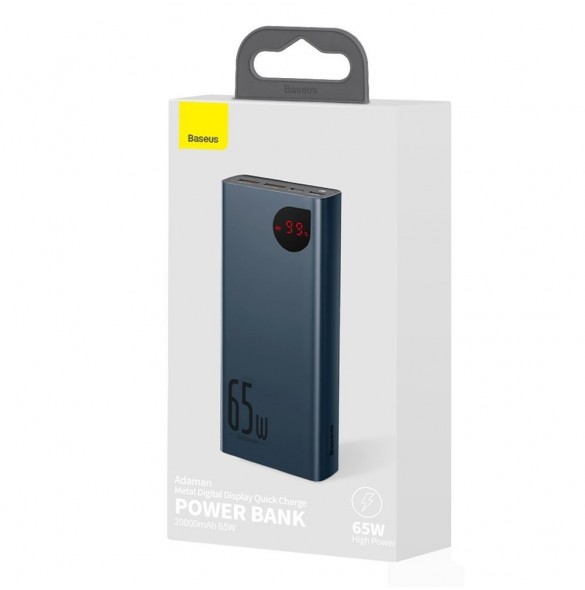 Baseus Adaman power bank 2x USB / 1x USB Type C / 1x micro USB 20000mAh 65W Quick Charge 4.0 Power Delivery blue (PPIMDA-D03)