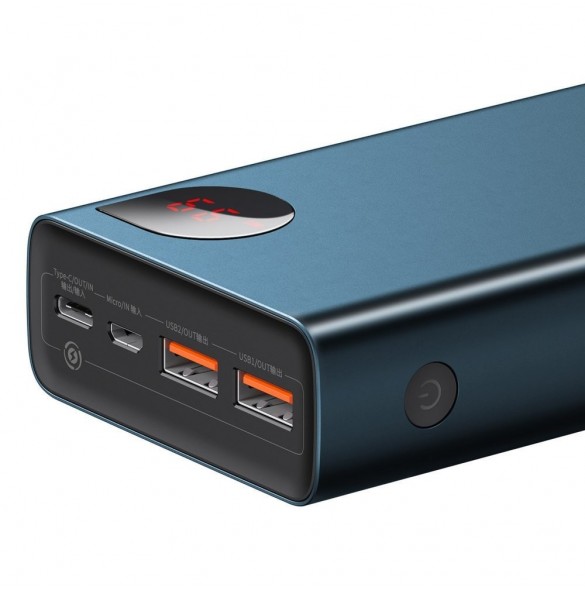 Baseus Adaman power bank 2x USB / 1x USB Type C / 1x micro USB 20000mAh 65W Quick Charge 4.0 Power Delivery blue (PPIMDA-D03)