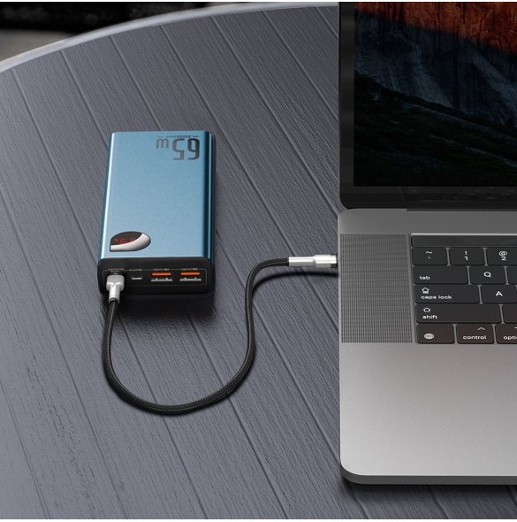 Baseus Adaman power bank 2x USB / 1x USB Type C / 1x micro USB 20000mAh 65W Quick Charge 4.0 Power Delivery blue (PPIMDA-D03)