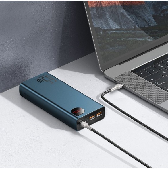 Baseus Adaman power bank 2x USB / 1x USB Type C / 1x micro USB 20000mAh 65W Quick Charge 4.0 Power Delivery blue (PPIMDA-D03)