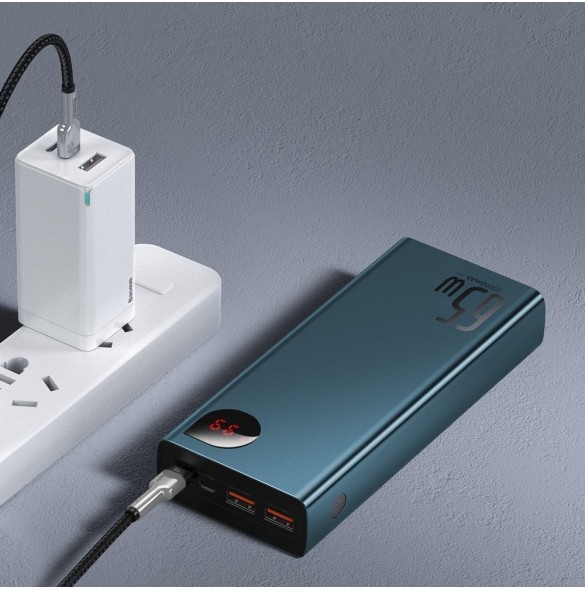 Baseus Adaman power bank 2x USB / 1x USB Type C / 1x micro USB 20000mAh 65W Quick Charge 4.0 Power Delivery blue (PPIMDA-D03)