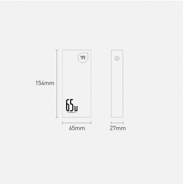 Baseus Adaman power bank 2x USB / 1x USB Type C / 1x micro USB 20000mAh 65W Quick Charge 4.0 Power Delivery blue (PPIMDA-D03)