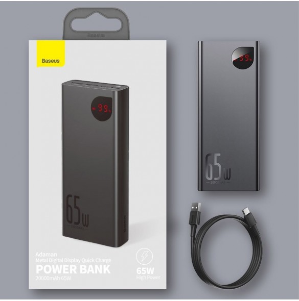Baseus Adaman power bank 2x USB / 1x USB Type C / 1x micro USB 20000mAh 65W Quick Charge 4.0 Power Delivery blue (PPIMDA-D03)