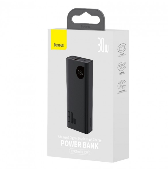 Baseus Adaman2 power bank with digital display 10000mAh 30W 2 x USB / 1x USB Type C Overseas Edition PD QC SCP black (PPAD040101