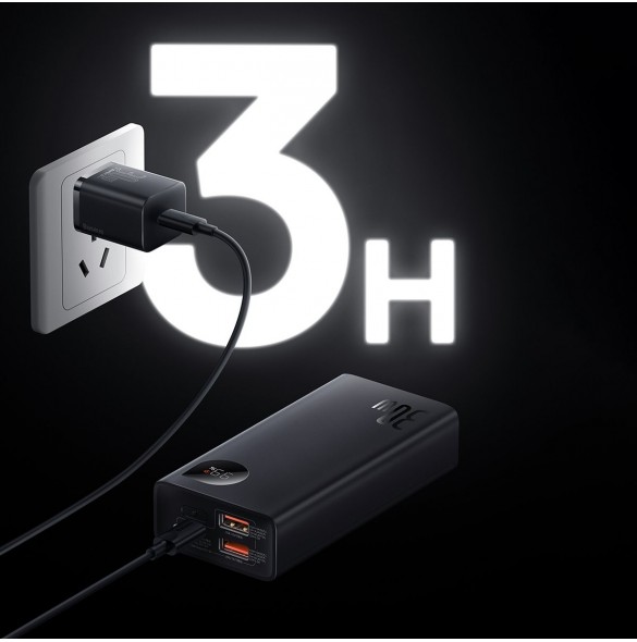 Baseus Adaman2 power bank with digital display 10000mAh 30W 2 x USB / 1x USB Type C Overseas Edition PD QC SCP black (PPAD040101