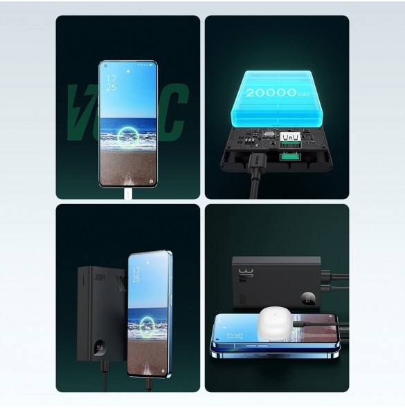 Baseus Adaman2 powerbank with digital display 20000mAh 30W 2 x USB / 1x USB Type C Power Delivery Quick Charge SCP, Oppo Super V