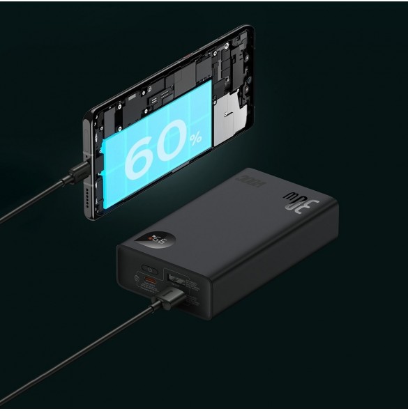 Baseus Adaman2 powerbank with digital display 20000mAh 30W 2 x USB / 1x USB Type C Power Delivery Quick Charge SCP, Oppo Super V