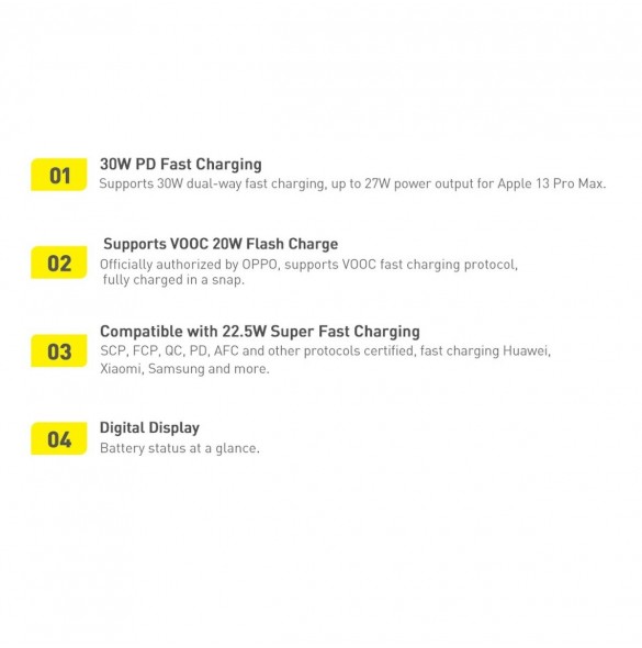 Baseus Adaman2 powerbank with digital display 20000mAh 30W 2 x USB / 1x USB Type C Power Delivery Quick Charge SCP, Oppo Super V