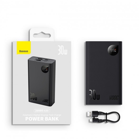 Baseus Adaman2 powerbank with digital display 20000mAh 30W 2 x USB / 1x USB Type C Power Delivery Quick Charge SCP, Oppo Super V
