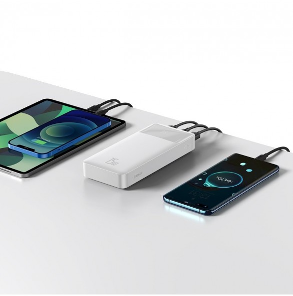Baseus Bipow fast charging power bank 20000mAh 15W white (Overseas Edition) + USB-A - Micro USB cable 0.25m white (PPBD050102)