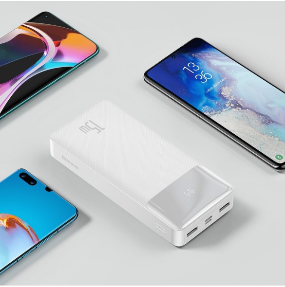Baseus Bipow fast charging power bank 20000mAh 15W white (Overseas Edition) + USB-A - Micro USB cable 0.25m white (PPBD050102)