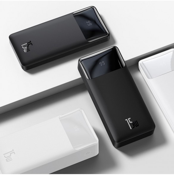Baseus Bipow fast charging power bank 20000mAh 15W white (Overseas Edition) + USB-A - Micro USB cable 0.25m white (PPBD050102)