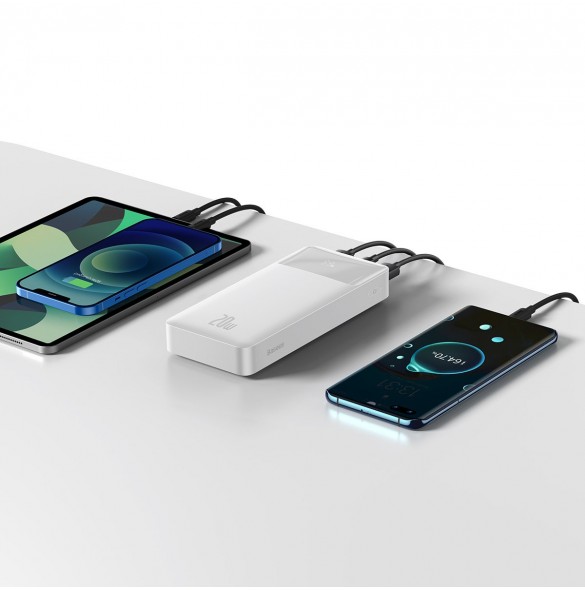 Baseus Bipow fast charging powerbank 20000mAh 20W white (Overseas Edition) + USB-A - Micro USB cable 0.25m white (PPBD050302)